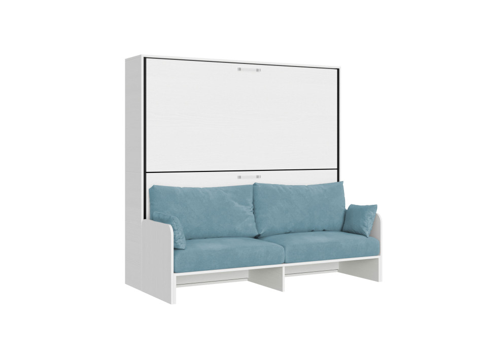 Mod. Kando Double mit Sofa - Kando Klappbett für Doppelbett mit Sofa in Esche weiß, hellblau
