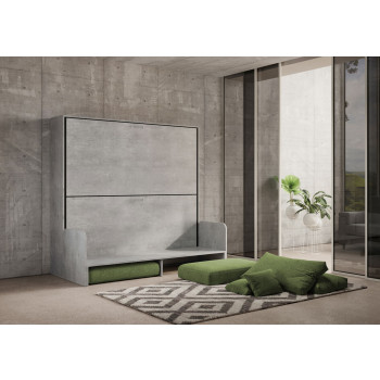 Mod. Kando Double mit Sofa - Klappbett Kando mit Sofa, Esche weiß, grüne Matratzen