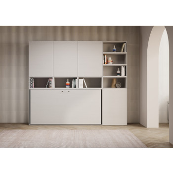 Kando Einzelbett aus weißer Esche mit Stauraum - Kando Klappbett (E) mit weißer Eschenmatratze