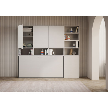 Kando Einzelbett aus weißer Esche mit Stauraum - Kando Klappbett (E) mit weißer Eschenmatratze