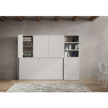 Kando Einzelbett in Esche weiß mit Stauraum - Kando Einzel-Schrankbett, Komp. F, Esche weiß