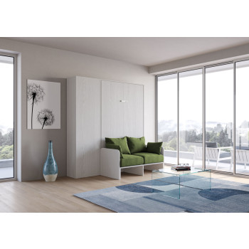Mod. Kentaro 1 und ein halbes quadratisches Bett mit 120 Sofa - Kentaro 1 und ein halbes Klappbett 120 mit Sofa und Säule Esche weiß, grün