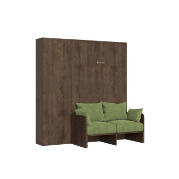 Mod. Kentaro 1 und ein halbes quadratisches Bett mit 120 Sofa - Kentaro 1 und ein halbes Klappbett 120 mit Sofa und Säule Esche weiß, grün