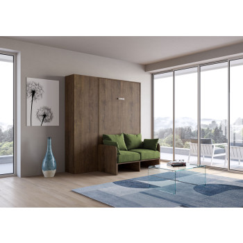 Mod. Kentaro 1 und ein halbes quadratisches Bett mit 120 Sofa - Kentaro 1 und ein halbes Klappbett 120 mit Sofa und Säule Esche weiß, grün