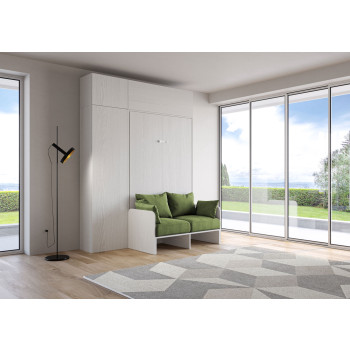 Mod. Kentaro 1 und ein halbes quadratisches Bett mit 120 Sofa - Kentaro 1 und ein halbes Klappbett 120 mit Sofa und weißer Esche, grüne Möbel