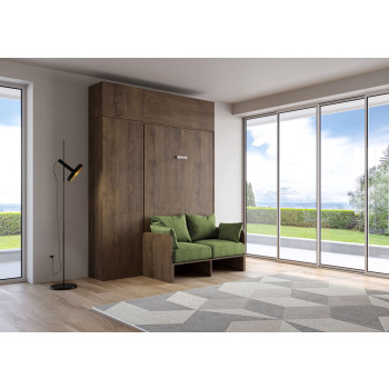 Mod. Kentaro 1 und ein halbes quadratisches Bett mit 120 Sofa - Kentaro 1 und ein halbes Klappbett 120 mit Sofa und weißer Esche, grüne Möbel