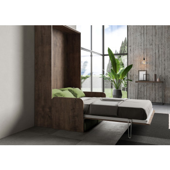 Mod. Kentaro French 140 mit Sofa - 140 Kentaro Klappdoppelbett mit Sofa in Esche weiß, grün