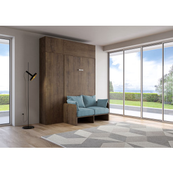 Mod. Kentaro French 140 mit Sofa - Kentaro 140 französisches Klappbett mit Sofa und weißer Esche, hellblaue Möbel