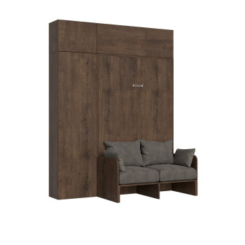 Mod. Kentaro French 140 mit Sofa - Kentaro 140 Klappbett im französischen Stil mit Sofa und weißer Esche, graue Möbel