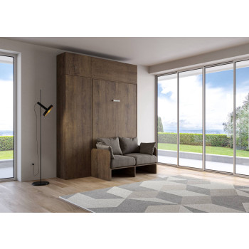 Mod. Kentaro French 140 mit Sofa - Kentaro 140 Klappbett im französischen Stil mit Sofa und weißer Esche, graue Möbel