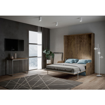 Mod. Kentaro Doppelbett 160 mit Sofa - Kentaro 160 Klappdoppelbett mit Sofa in Esche weiß, hellblau