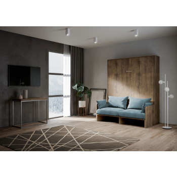 Mod. Kentaro Doppelbett 160 mit Sofa - Kentaro 160 Klappdoppelbett mit Sofa in Esche weiß, hellblau