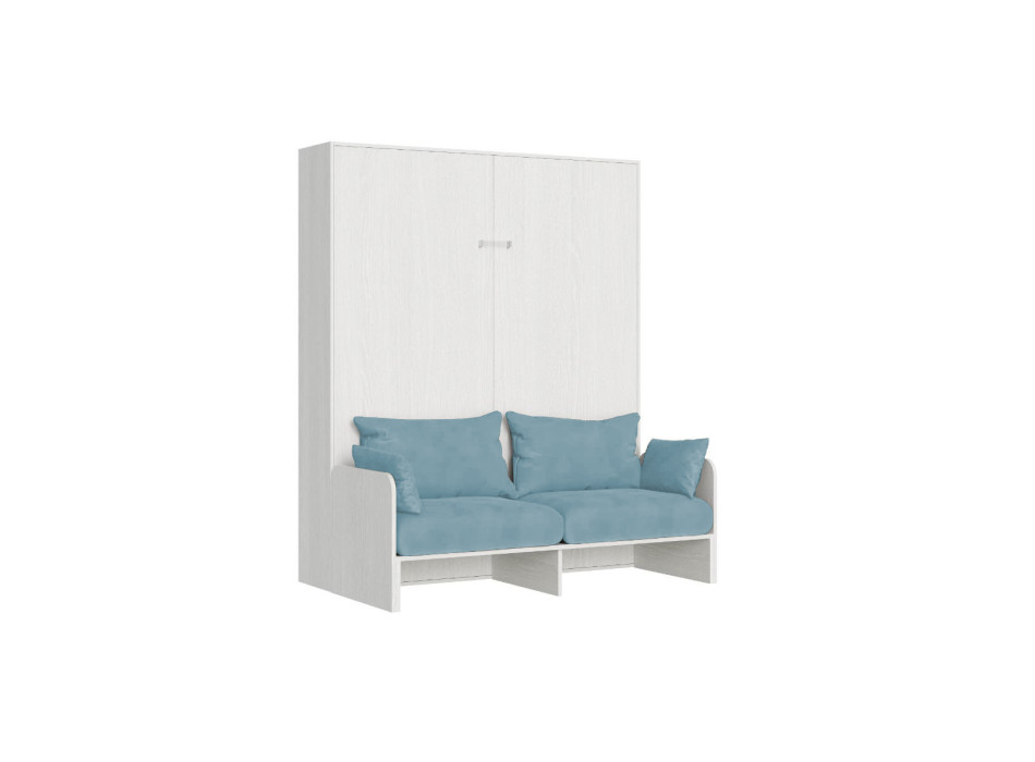 Mod. Kentaro Doppelbett 160 mit Sofa - Kentaro 160 Klappdoppelbett mit Sofa in Esche weiß, hellblau