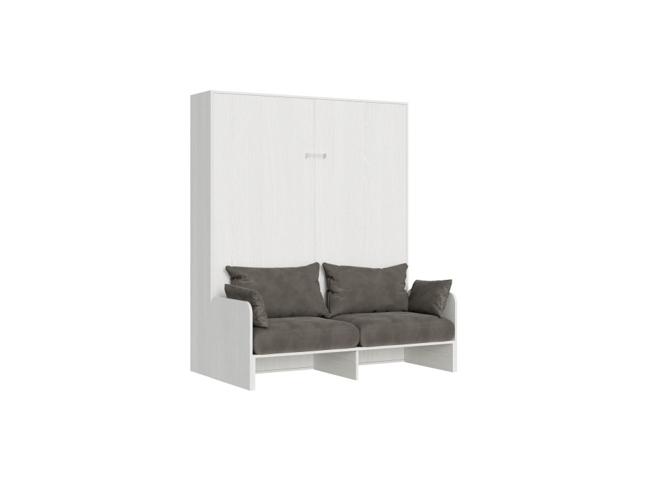 Mod. Kentaro Doppelbett 160 mit Sofa - Kentaro 160 Klappdoppelbett mit Sofa in Esche weiß, grau