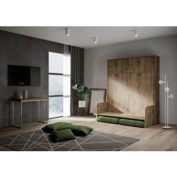 Mod. Kentaro Doppelbett 160 mit Sofa - Kentaro 160 Klappdoppelbett mit Sofa in Esche weiß, grün