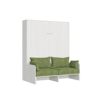 Mod. Kentaro Doppelbett 160 mit Sofa - Kentaro 160 Klappdoppelbett mit Sofa in Esche weiß, grün