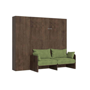 Mod. Kentaro Doppelbett 160 mit Sofa - Kentaro 160 Klappdoppelbett mit Sofa und Säule in Esche weiß, grün