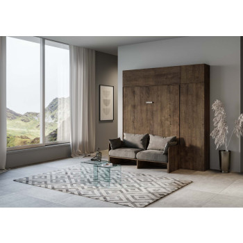 Mod. Kentaro Doppelbett 160 mit Sofa - Kentaro 160 Klappdoppelbett mit Sofa und weißer Esche, graue Möbel