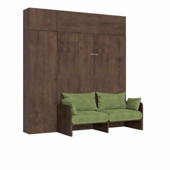 Mod. Kentaro Doppelbett 160 mit Sofa - Kentaro 160 Klappdoppelbett mit Sofa und weißer Esche, grüne Möbel