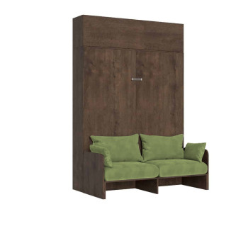 Mod. Kentaro Doppelbett 160 mit Sofa - Kentaro 160 Klappbett mit Sofa und Wandelement in Esche weiß, grün