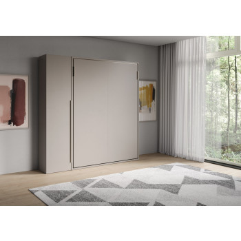 Mod. Versia French 140 mit 1-türigem Kleiderschrank links-rechts - Französisches Klappdoppelbett 140 Versia mit 1-türigem Kleiderschrank links Ton