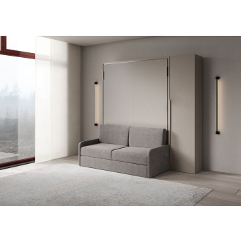 Mod. Versia French 140 mit Sofa und Kleiderschrank mit 1 Tür links-rechts - Französisches Klappdoppelbett 140 Versia mit Sofa und Kleiderschrank mit 1 Tür rechts Ton