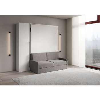 Mod. Versia French 140 mit Sofa und Kleiderschrank mit 1 Tür links-rechts - Französisches Klappdoppelbett 140 Versia mit Sofa und Kleiderschrank mit 1 Tür links Ton