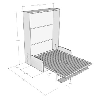 Mod. Versia French 140 mit Sofa - Französisches Klappdoppelbett 140 Versia mit Tonsofa