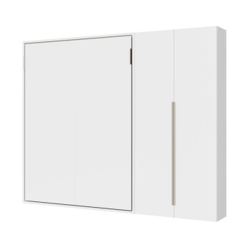 Mod. Versia Doppelbett 160 mit 2-türigem Kleiderschrank links-rechts - 160 Versia Klappdoppelbett mit 2-türigem Kleiderschrank rechts Ton