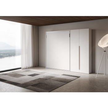 Mod. Versia Doppelbett 160 mit 2-türigem Kleiderschrank links-rechts - 160 Versia Klappdoppelbett mit 2-türigem Kleiderschrank rechts Ton