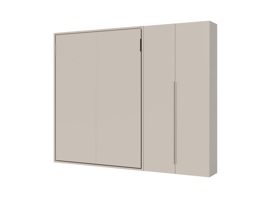 Mod. Versia Doppelbett 160 mit 2-türigem Kleiderschrank links-rechts - 160 Versia Klappdoppelbett mit 2-türigem Kleiderschrank rechts Ton