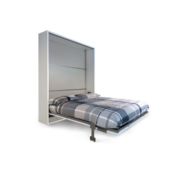 Mod. Versia Doppelbett 160 mit 2-türigem Kleiderschrank links-rechts - 160 Versia Klappdoppelbett mit 2-türigem Kleiderschrank links Lehm