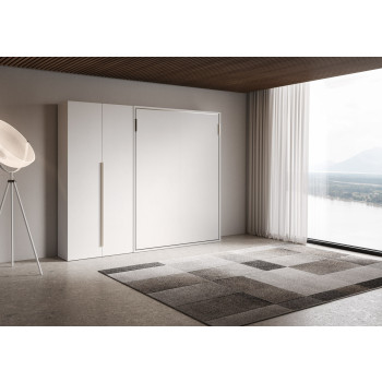 Mod. Versia Doppelbett 160 mit 2-türigem Kleiderschrank links-rechts - 160 Versia Klappdoppelbett mit 2-türigem Kleiderschrank links Lehm