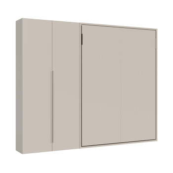 Mod. Versia Doppelbett 160 mit 2-türigem Kleiderschrank links-rechts - 160 Versia Klappdoppelbett mit 2-türigem Kleiderschrank links Ton