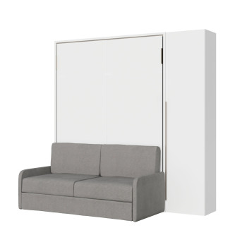 Mod. Versia Doppelbett 160 mit Sofa und Kleiderschrank mit 1 Tür links-rechts - Doppel-Schrankbett 160 Versia mit Sofa und Kleiderschrank mit 1 Tür rechts Ton