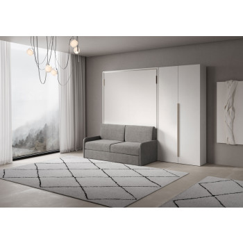 Mod. Versia Doppelbett 160 mit Sofa und 2-türigem Kleiderschrank links-rechts - 160 Versia Klappdoppelbett mit Sofa und 2-türigem Kleiderschrank rechts Ton