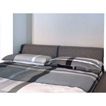 Mod. Versia Doppelbett 160 mit Sofa, Regal und Kleiderschrank mit 1 Tür links-rechts - Doppel-Schrankbett 160 Versia mit Sofa, Regal und Kleiderschrank mit 1 Tür links Lehm