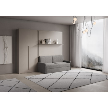 Mod. Versia Doppelbett 160 mit Sofa, Regal und 2-türigem Kleiderschrank links-rechts - 160 Versia Klappdoppelbett mit Sofa, Regal und 2-türigem Kleiderschrank links Lehm