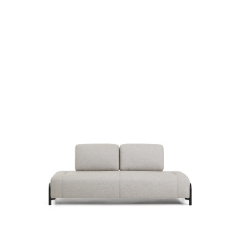 Compo 2-Sitzer-Sofa in Graubeige mit schwarzem Metallgestell, 200 cm, FSC Mix Credit