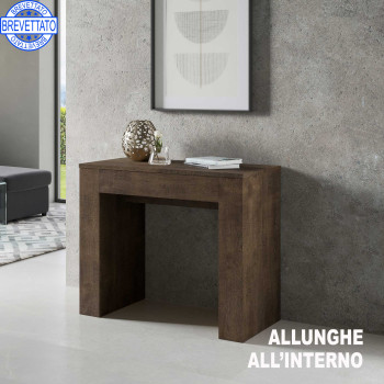 Neu Consolle Extra - Ausziehbarer Konsolentisch 90x49/307 cm Esche extra weiß mit Innenverlängerungen