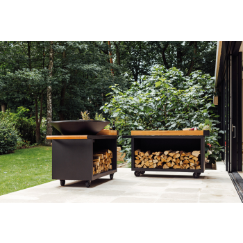 OFYR ISLAND 100 PRO – GRILLBRENNER MIT HOLZHALTER, RÄDERN UND AUFBEWAHRUNG