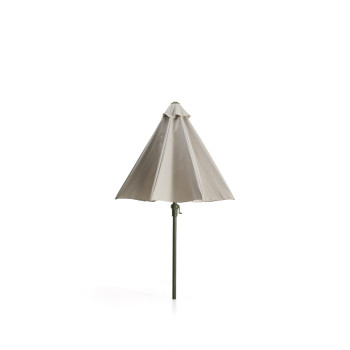 Milna-Sonnenschirm in Beige mit Mittelstange und Stahlgestell