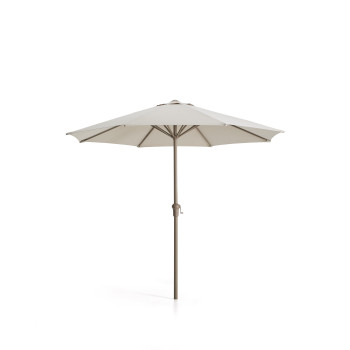 Milna-Sonnenschirm in Beige mit Mittelstange und Stahlgestell
