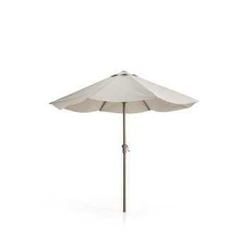 Milna-Sonnenschirm in Beige mit Mittelstange und Stahlgestell