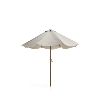 Milna-Sonnenschirm in Beige mit Mittelstange und Stahlgestell