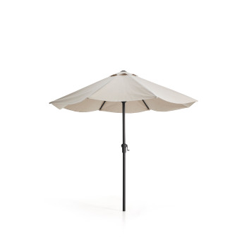 Milna-Sonnenschirm in Beige mit Mittelstange und Stahlgestell