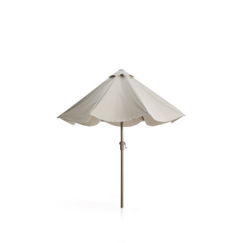 Milna-Sonnenschirm in Beige mit Mittelstange und Stahlgestell