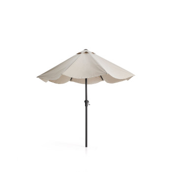 Milna-Sonnenschirm in Beige mit Mittelstange und Stahlgestell