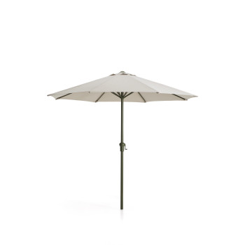 Milna-Sonnenschirm in Beige mit Mittelstange und Stahlgestell