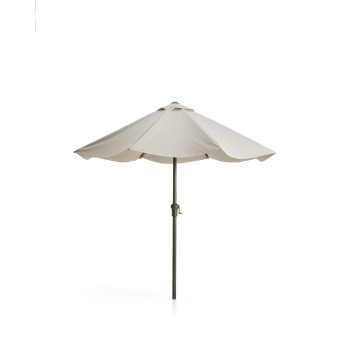 Milna-Sonnenschirm in Beige mit Mittelstange und Stahlgestell